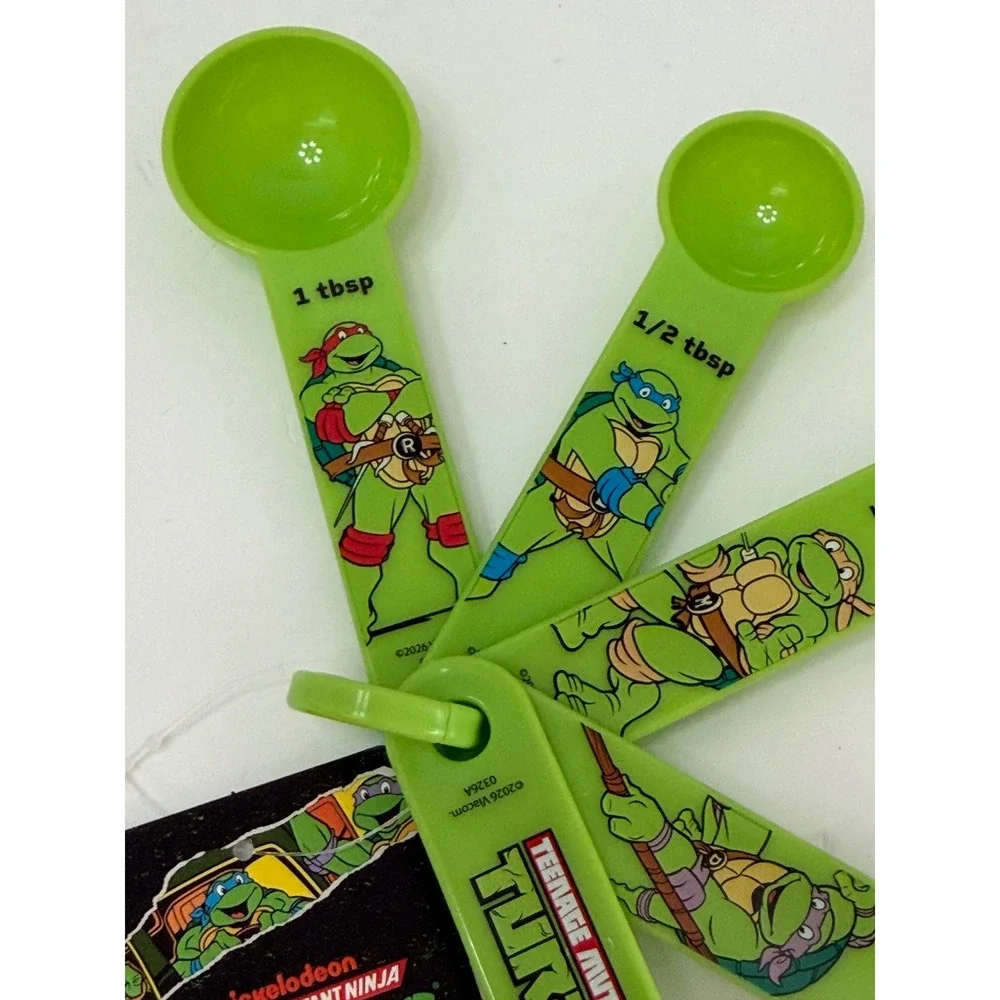 Nickelodeon Teenage Mutant Ninja Turtles Measuring Spoons 5pc Set Green TMNT New